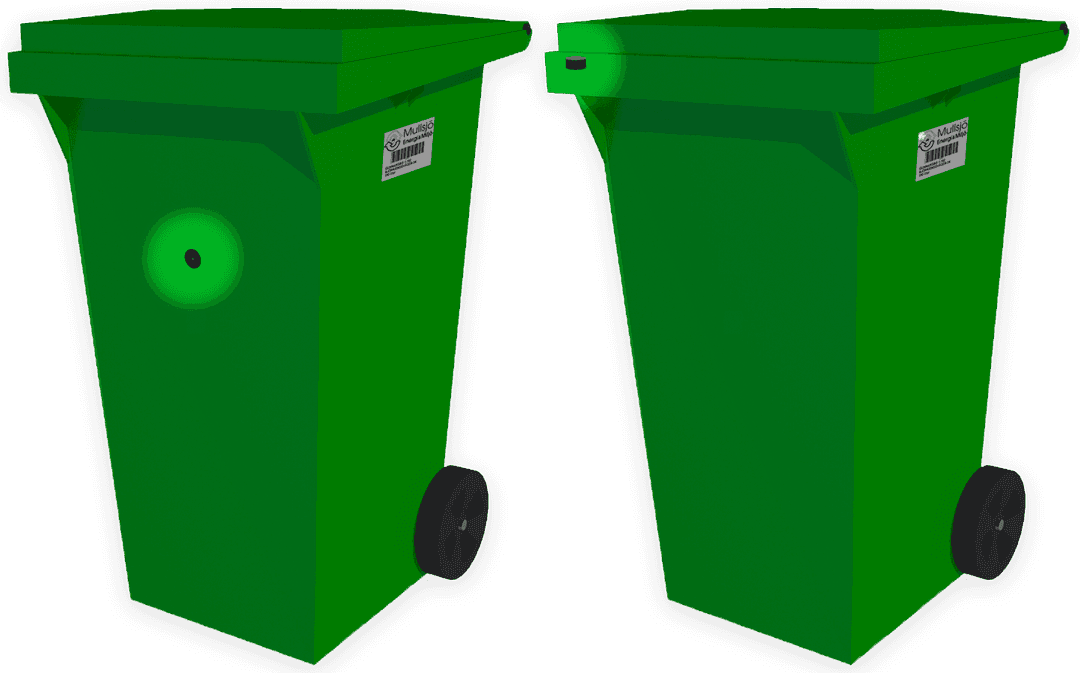 Mynd af sorptunnu með örmerki